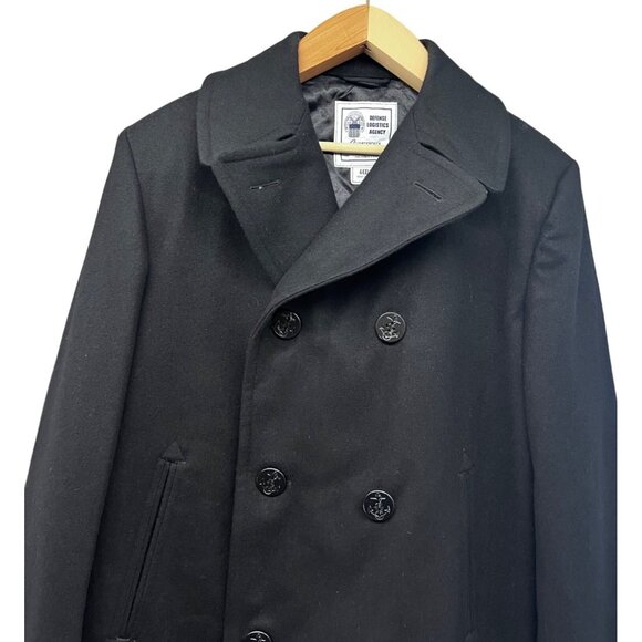 Defense Logistics Military Double Breasted Black Wool Heavy Peacoat 44XL Pockets - Picture 5 of 9